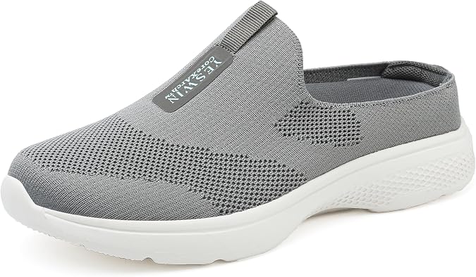Women's Orthopedic Slip-On Mules Sneakers for Plantar Fasciitis Easy Off Recovery Backless Knit Comfortable Lightweight with Arch Support Walking Shoes for Travel, House & Office