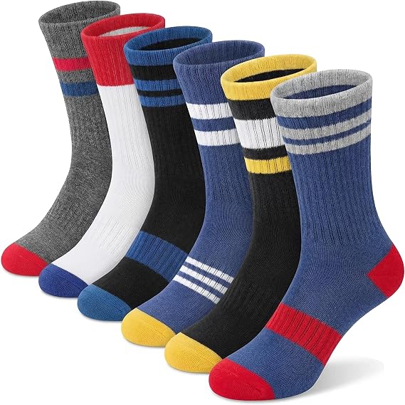 Toddler Kids Boys Basketball Athletic Crew Socks 6 Pairs