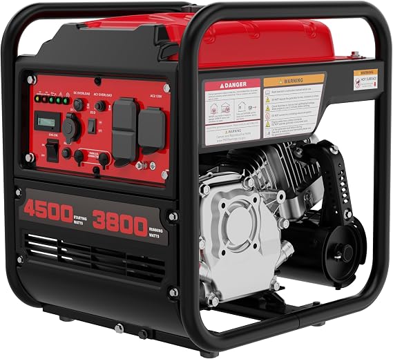 PowerSmart 4500W Portable Generator with CO Protect, Inverter Technology, Parallel Ready, Clean Power for Sensitive Electronics, Gas Powered Generator for Home Emergency
