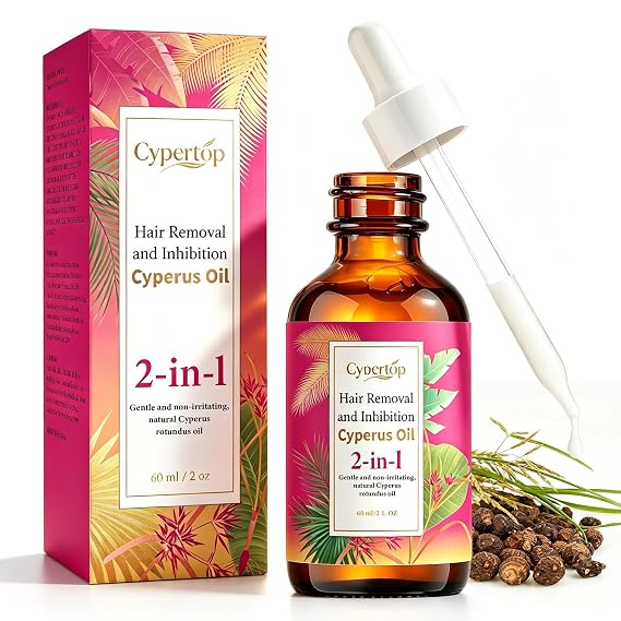 Cyperus Rotundus Oil Serum for Hair Removal, 3-in-1 Natural Cypress Rotundus Oil, Combines Hair Removal, Growth Inhibition and Skin Soothing, Hair Removal Oil Serum Suitable for All Skin Types