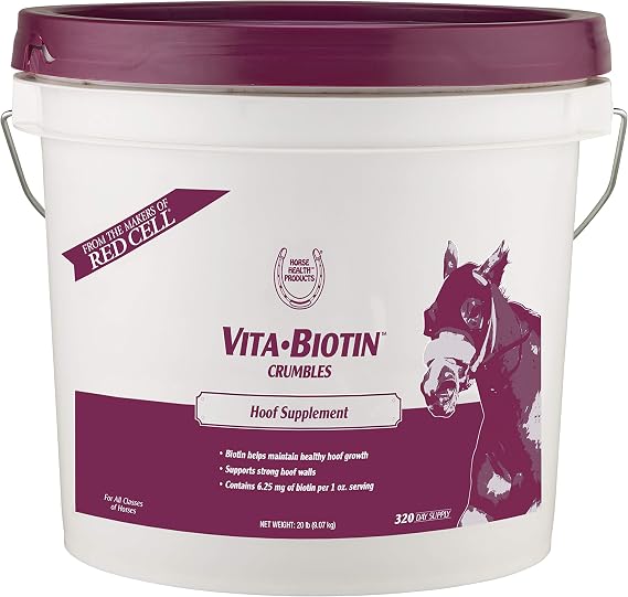 Horse Health Vita Biotin Crumbles Horse Hoof Supplement, Biotin Supplement Supports Healthy Hoof Growth, Strong Walls, Prevents Cracks & Chipping, 3 lbs, 48-Day Supply