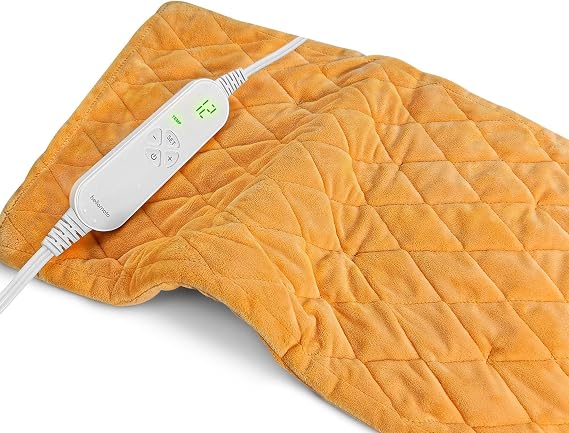 HELLOMOTO Weighted Heating Pad, 12 x 24 inch, 2.2 lb, Electric Heat Pad with Timer, 12 Heat Settings, Yellow-YH01