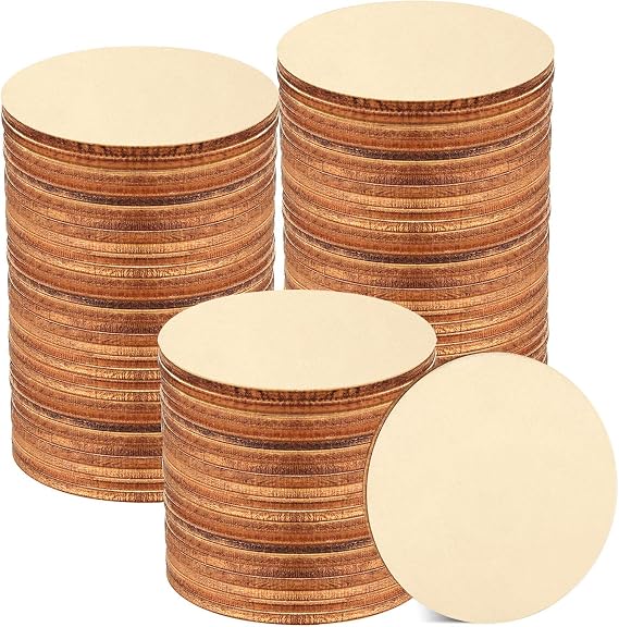 120 Pieces 2 Inch Unfinished Wooden Circles Blank Natural Round Wood Slices Wooden Cutout Tiles for DIY Crafts Home Decoration Painting Staining
