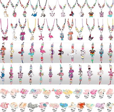 Sherr 72 Pcs Childrens Jewelry Bulk Valentine Exchange Gifts Little Girls Jewelry for Dress up Toddler 4-6 6-8, Adjustable Unicorn Valentines Necklaces for Classroom Gifts Prize Birthday Party Favor