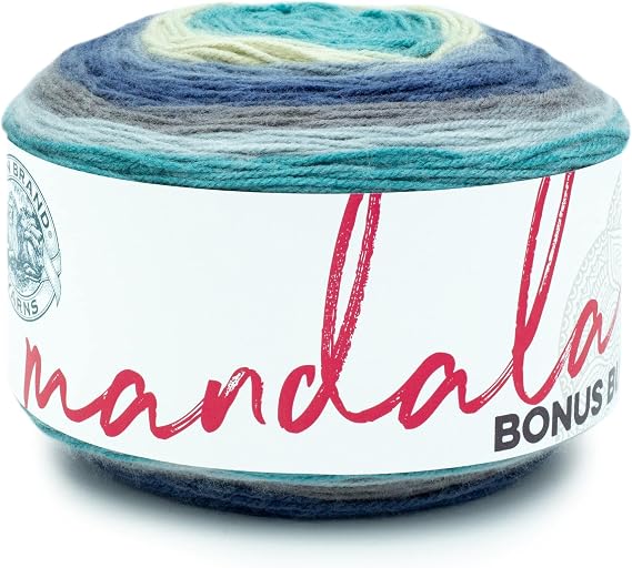 Lion Brand Yarn Mandala Bonus Bundle Yarn, Yarn for Knitting, Crocheting, and Crafting, 1 Cake, Babar