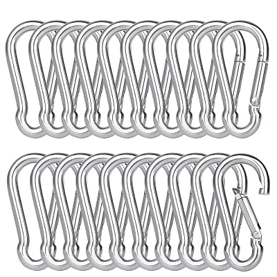 Snap Hooks, 20 PCS Stainless Steel Carabiner M4 1.6 Inch Heavy Duty Spring Snap Hook D Ring Locking Carabiners for Keys Swing Set Outdoor Sports - 88 lbs Capacity