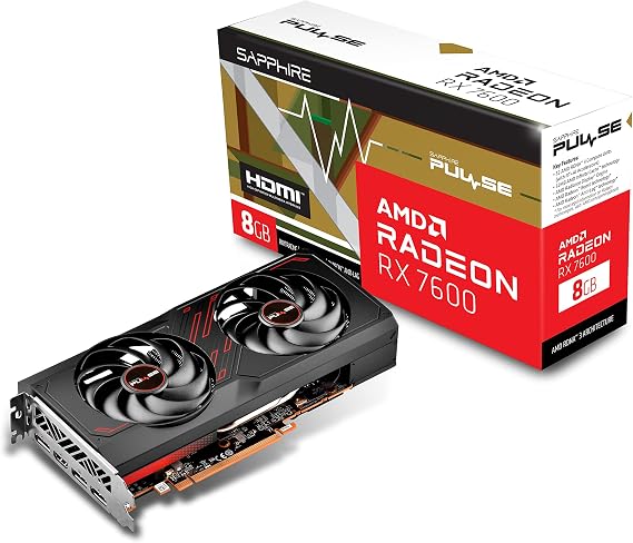 Sapphire 11324-01-20G Pulse AMD Radeon RX 7600 Gaming Graphics Card with 8GB GDDR6, AMD RDNA 3