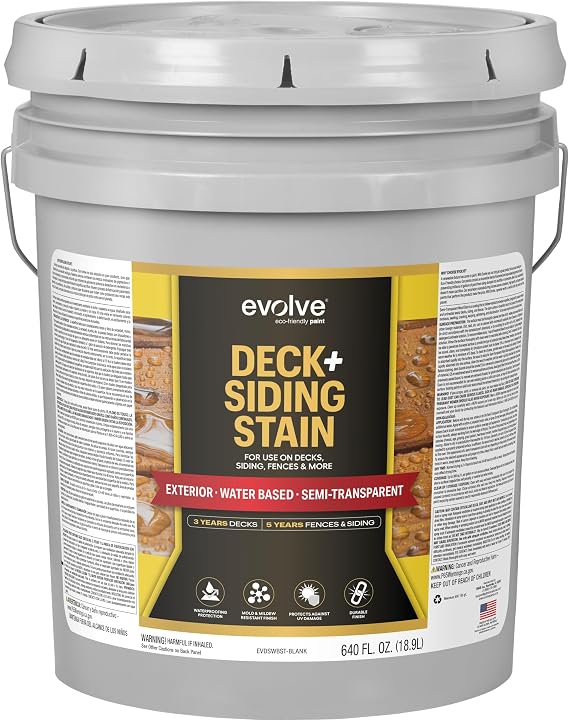 Evolve Semi-Transparent Deck & Siding Stain, (Red Cedar), 5 Gallon Premium Deck & Exterior Wood Finish, Fade Resistant, Enhanced Protection for Cedar, Redwood & Hardwood