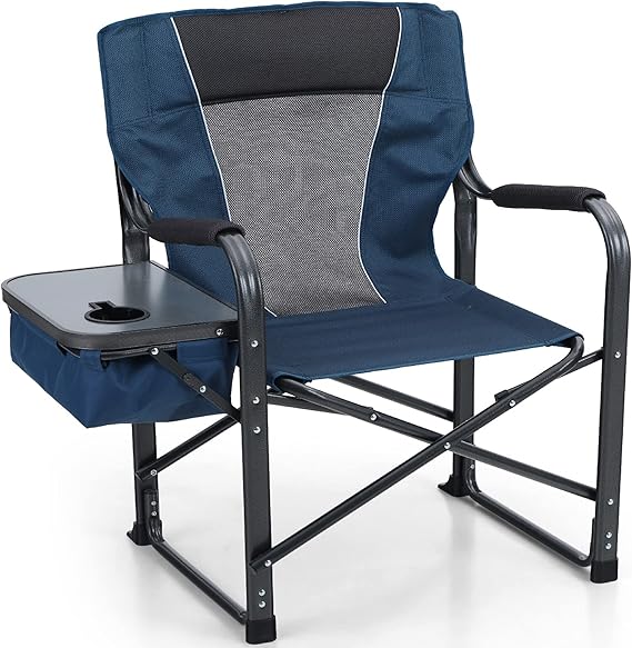 ALPHA CAMP Director Chair Heavy Duty Camping Chairs with Side Table Oversized Folding Chair Outdoor Chair Lawn with Cup Holder for Lawn, Sports and Fishing
