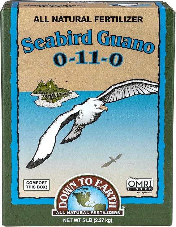 Down To Earth All Natural Fertilizers Organic Seabird Guano - 0-11-0, 5 lb | High Phosphorus Plant Food for Buds, Blooms, Flowers, Vegetable Gardens, Tomatoes, Peppers