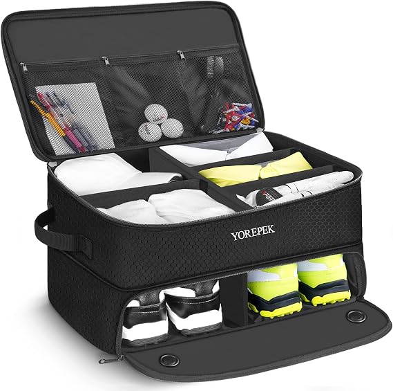 YOREPEK Golf Gifts for Men, 2 Layer Golf Trunk Organizer for 2 Pair Shoes