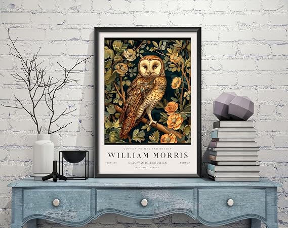 William Morris Owl Print, William Morris Exhibition Print, William Morris Poster, Vintage Wall Art, Textiles Art, Vintage Poster (152b) A4