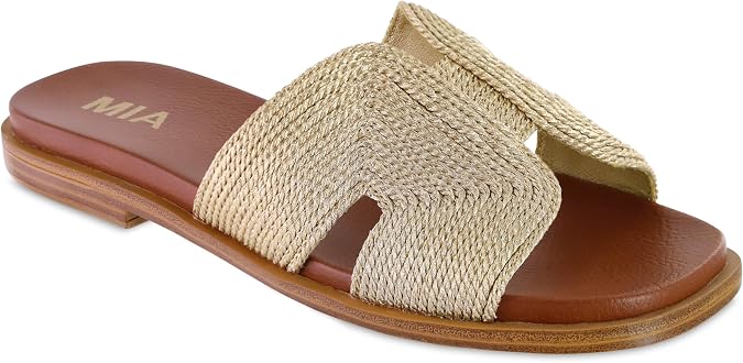 MIA Women's Dia Woven Flat Slide Sandals