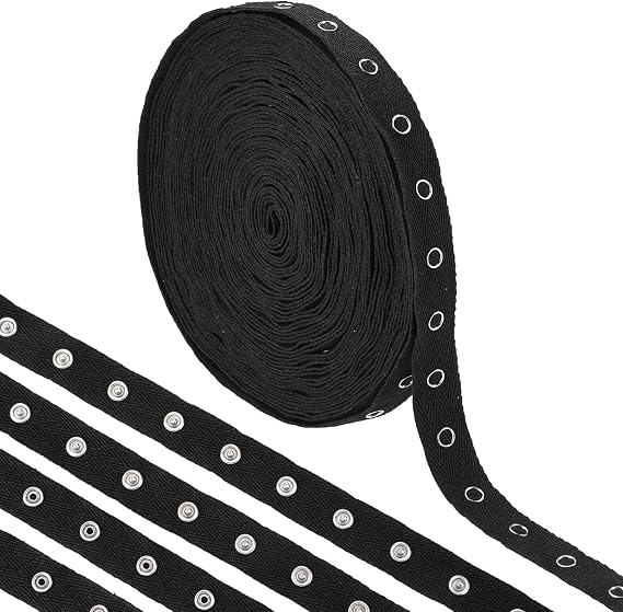 15 Yard Black Sewing Snap Trim, Soft Cloth Snap Button Tape, Fastener Press Stud Tape for DIY Accessories