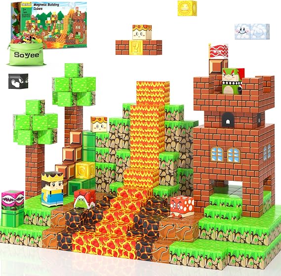 Soyee Magnetic Blocks 1'' Magnetic Cubes STEM Toys Birthday Gifts for 3+ Years Old Boys Girls