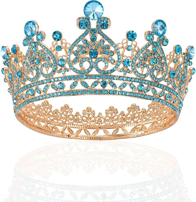 Gold Princess Crown for Women - Queen Crowns for Women, Tiaras and Crowns for Women Wedding, Princess Crystal Tiara Crown