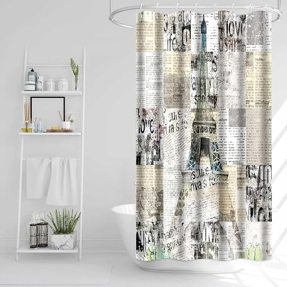 Paris Eiffel Tower Shower Curtain, 36x72inch, Polyester