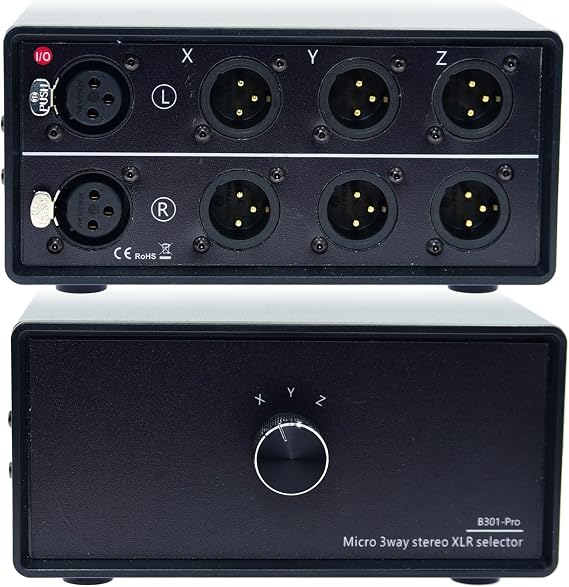 No External Power No Noise 1 Input 3 Output XLR Audio Selector Switch Balanced Audio Converter 3 Channel Splitter switcher Box 3-Way Stereo Passive Select Switcher