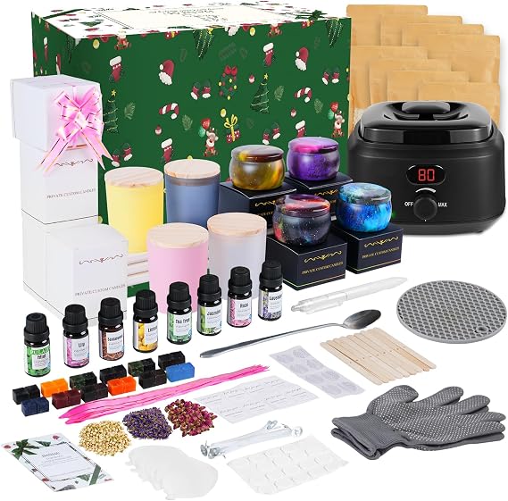 Yayena Candle Making Kit for Adults, Candle Making Supplies with Digital Soy Wax Melt Warmer, Premium DIY Starter Making Supply Perfect as Home Decorations with Glass Jar