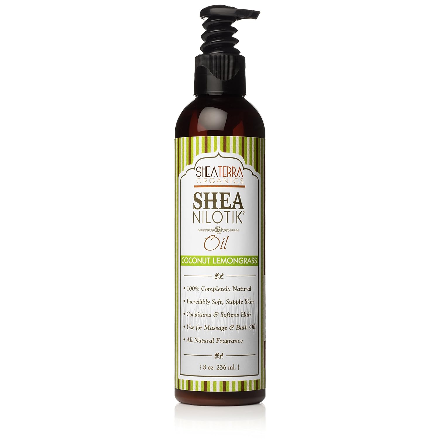 Shea Terra Organics Shea Nilotik Oil Scented With Coconut Lemongrass | Natural Daily Skin Moisturizer & Conditioner - 8 oz
