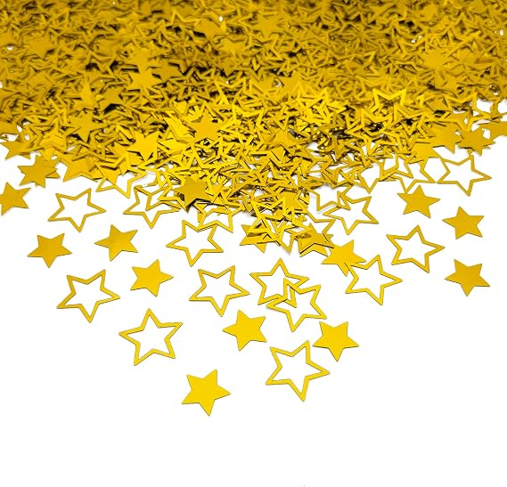 Werich Gold Star Confetti Glitter Sprinkles for Party Table Scatters Decoration Birthday Baby Shower Wedding Party Decor- Shiny, PVC Five-Pointed Stars