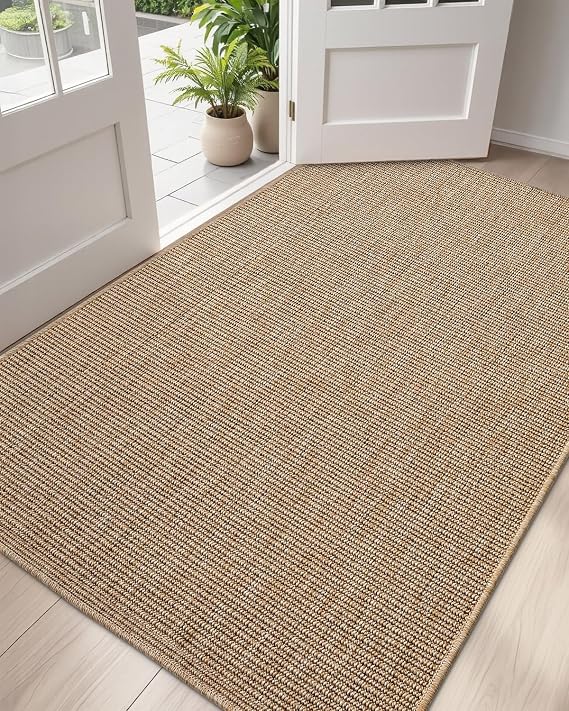 DEXI Dirt Trapper Door Mat, 48x72 Washable Doormat, Dirt Resistant and Absorbent, Easy Clean Low-Profile Floor Rugs for Entryway, Front Door, and Inside Entrance, Beige