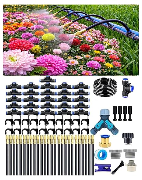 Drip Irrigation System,Automatic Garden Watering System, 360 Adjustable Mist Sprayer Nozzle, High Volume Water Flow Rotating Sprinkler Head for Garden,