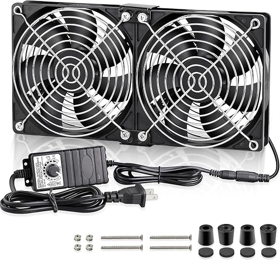 GDSTIME Dual 120mm AC Powered Fan with Variable Speed Controller 110V 120V