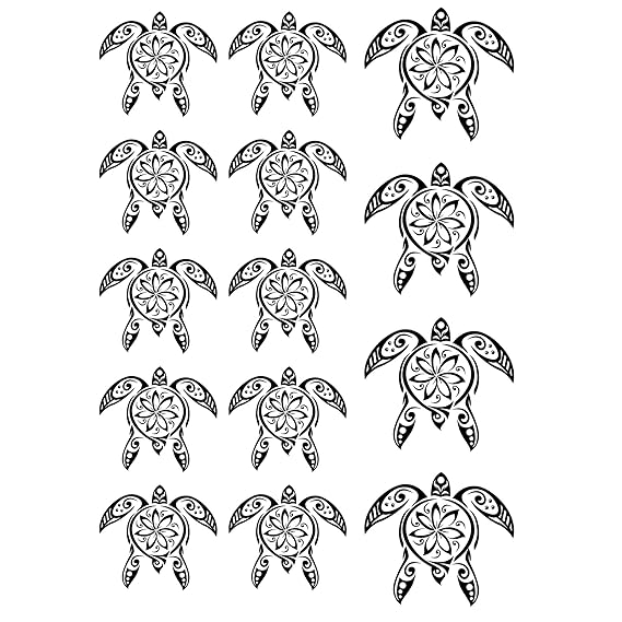 Temporary tattoo turtles black maori tribal body art sticker transfer for arms shoulder Aztec Polynesian Samoan Hawaiian for adult men and women
