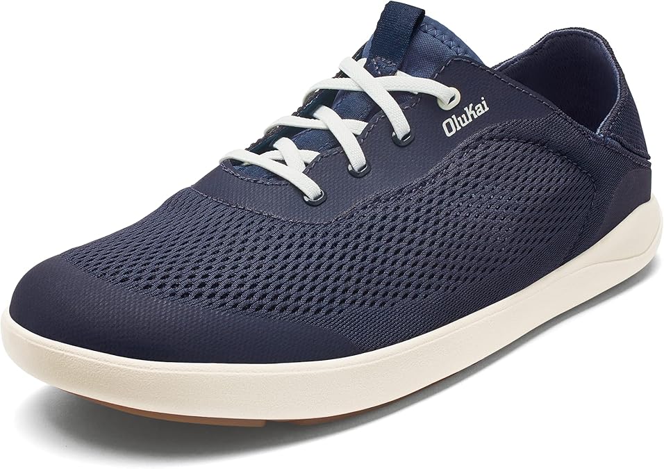 OluKai Men's Moku Pae Slip-On Boat Shoes, Cushioned Deck & Dock Shoe | Cushioned All-Day Comfort, Roomy Toe Box, Runs Large, Size Down 1/2 to Full, Quick-Dry Mesh, Water-Friendly & Sockless
