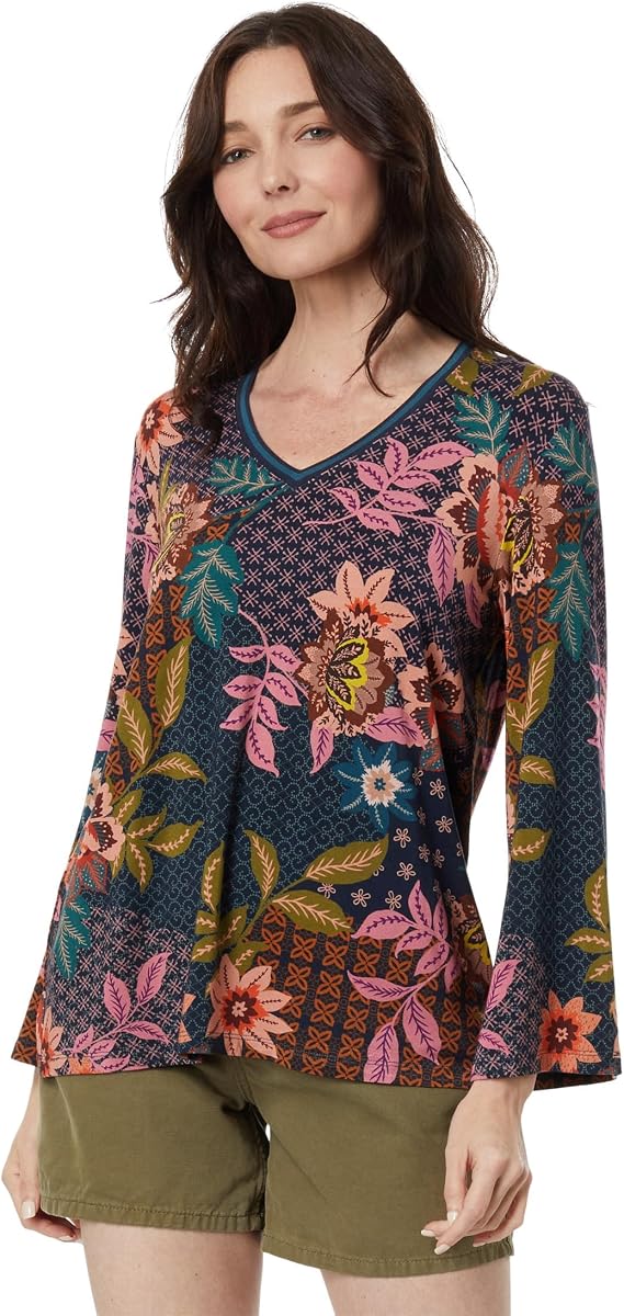 Johnny Was Delfino V-Neck Kimono Sleeve Tee