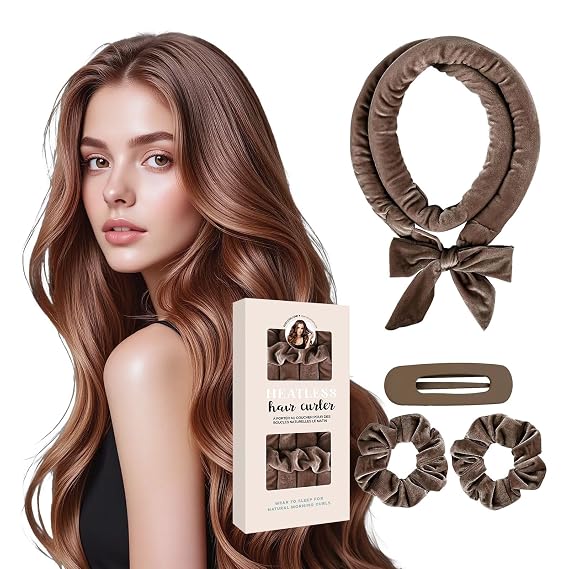 Heatless Curls Overnight Hair Curlers to Sleep in, Hair Rollers Brown