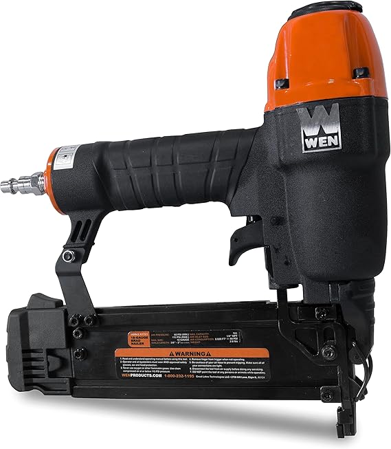 WEN 18-Gauge 3/8-Inch to 2-Inch Pneumatic Brad Nailer - Compatible with Any Air Compressor - (61721)