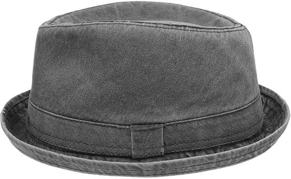 Mens Pork Pie Hat Cotton Short Brim Fedora Hat, Lightweight Casual All Season Hat for Men