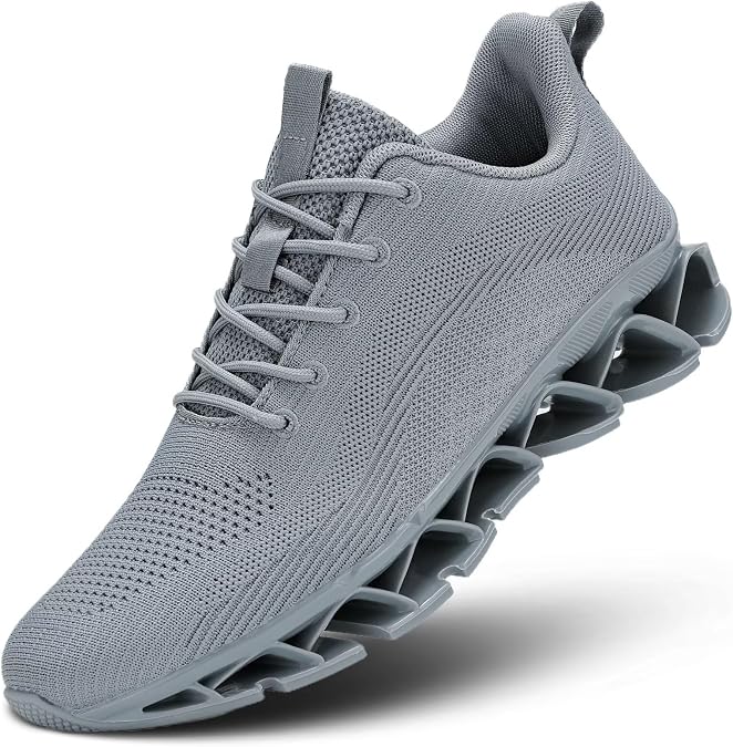 Mens Running Shoes Casual Sport Athletic Fashion Walking Sneakers Lace up Blade Non Slip Breathable Mesh