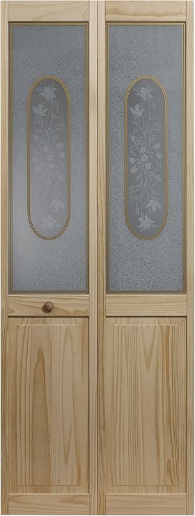 LTL Home Products 812728 Elizabthian Half Glass Bifold Interior Wood Door, 32" x 80", Unfinished