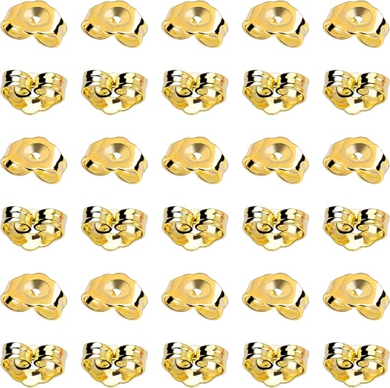 SANNIX 30pcs/15 Pairs Gold Plated Earring Backs Yellow Replacement Secure