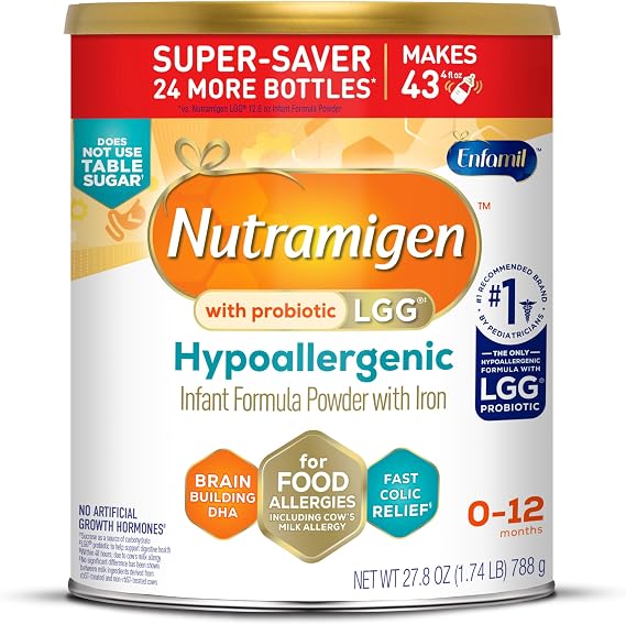 Enfamil, Nutramigen Hypoallergenic Baby Formula with Iron, Lactose Free, Colic Relief from Cow's Milk Allergy Starts in 24 Hours, Brain Building Dha, Probiotic LGG for Immune Support
