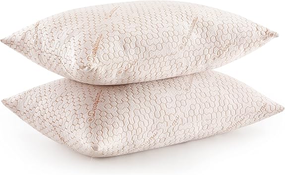 Dearfoams Bed Pillows,Set of 2 Standard/Queen Size,Down Alternative Copper-Infused Pillows with Soft Knit Cover,Supportive for Back, Side & Stomach Sleepers
