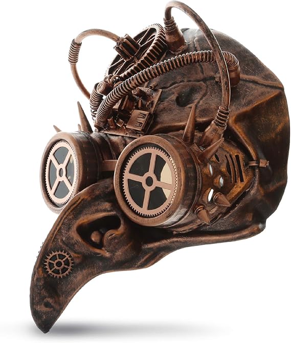Steampunk Bird Beak Half Face Mask Robot Goggle Costume Bronze