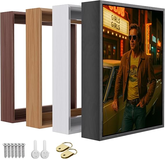 ART Floating Canvas Frame for 1"1.25" Deep Gallery-Wrapped Canvas, Wood-Look Floater Frame for Stretched Canvas Prints & Wall, Black, 18" x 24"