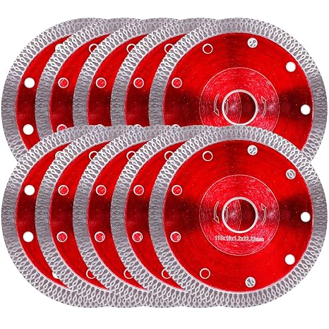 10Pcs Diamond Saw Blade for Angle Grinder & Tile Cutter, 4-1/2" Super Thin Indestructible Disc for Smooth Cutting Ceramic, Porcelain Tiles, Granite, Marbles, Concrete, Brick, Block, Stone