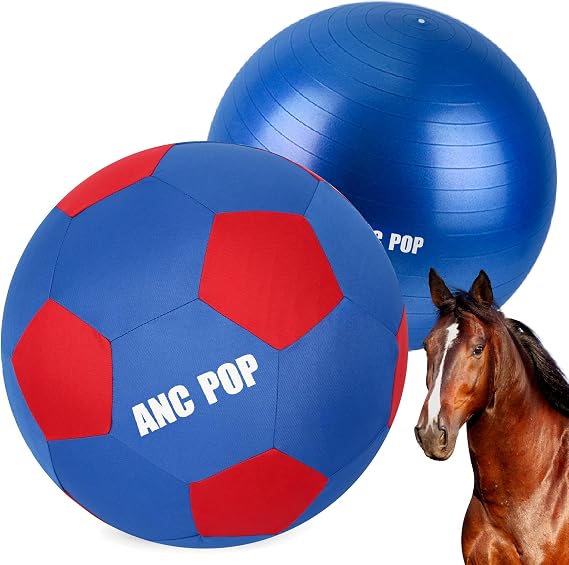 ANC POP Herding Ball for Horse Ball & Cover 40" Large for Play Herding Ball Horse Toys for Horse (Blue & Red)