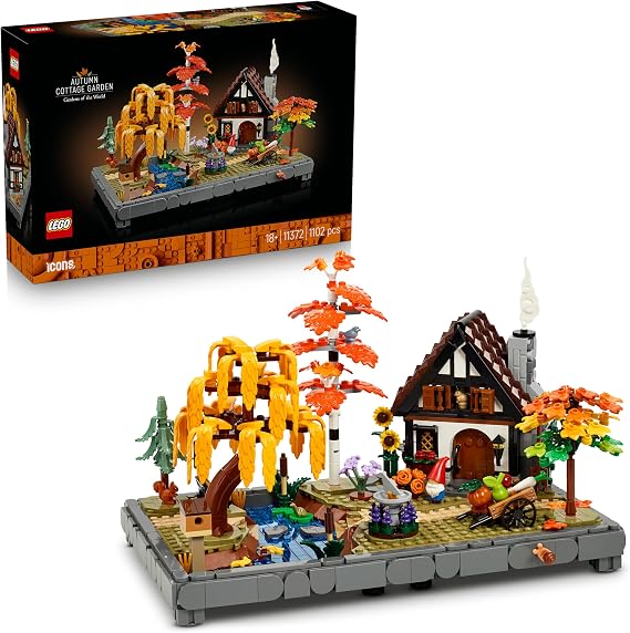 LEGO Icons Autumn Country House Garden - Convertible Desk Decoration for Adults - Animals Mini Figures - Model Building in Country House Style - Creative Construction Set - Gift for Men and Women - 11372