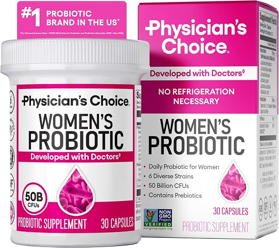 Physician's CHOICE Probiotics for Women - PH Balance, Digestive, UT, Feminine Health - 50 Billion CFU - 6 Unique Strains for Her - Organic Prebiotics, Cranberry Extract+ Women Probiotic - 30 CT