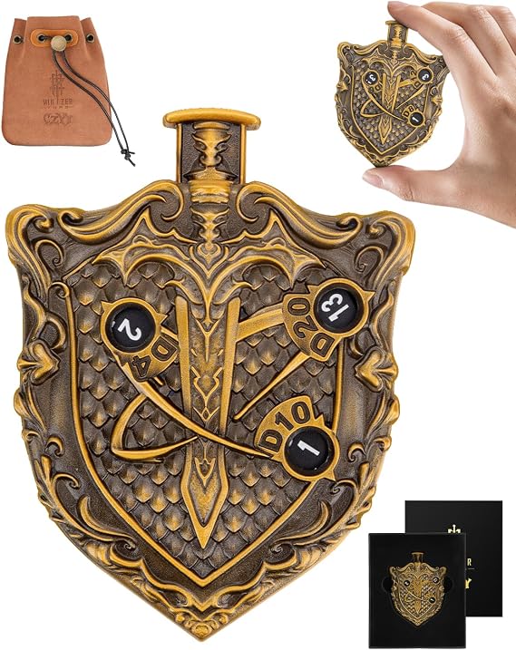 MinZerTRPG Shield of Valor Roulette Dice, 7-in-1 Metal RPG Spinner