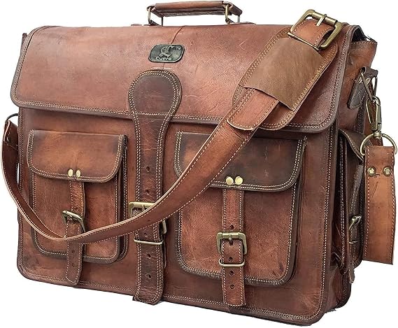 cuero DHK 14 Inch Vintage Handmade Leather Messenger Bag for Laptop Briefcase Best Computer Satchel Distressed Bag