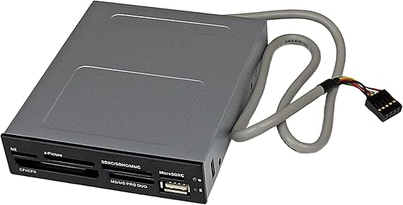 3.5in Front Bay 22-in-1 USB 2.0 Internal Multi Media Memory Card Reader with Simultaneous Access - CF/SD/MMC/MS/xD - Black , TAA (35FCREADBK3)