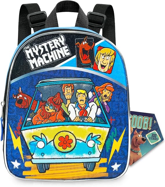 Scooby Doo Mini Backpack for Kids Bundle - 11in w/Adjustable Straps | Scooby Doo Small Backpack for Travel Preschool with Stickers ~ Fits Girls, Boys, Toddlers