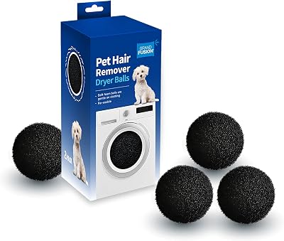 Reusable Pet Hair Remover, Pet Hair Removing Foam Dryer Balls, Dog and Cat Hair Remover, Lint Remover, Rid Clothes and Laundry of Lost Hair, Pack of 6 Balls